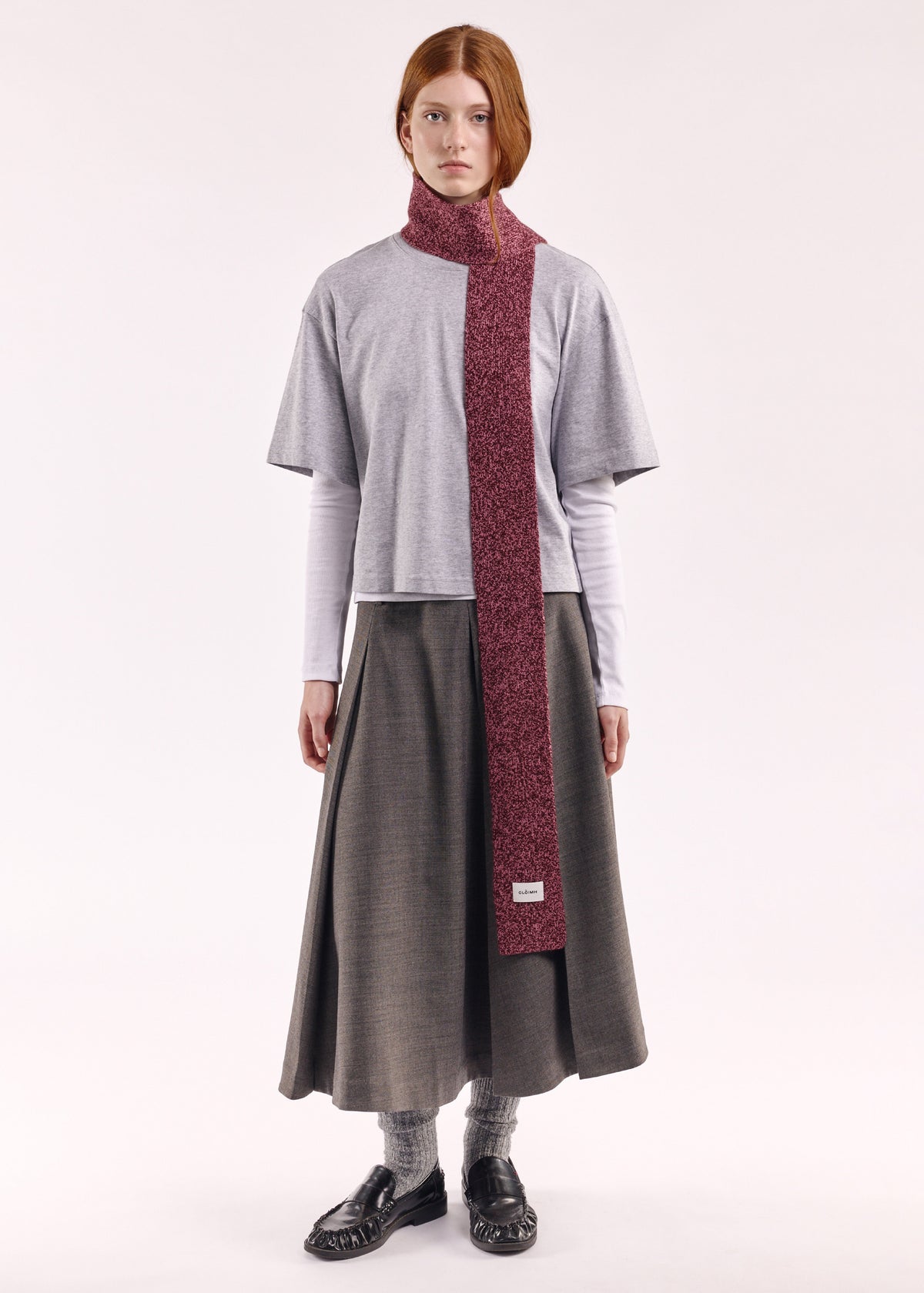 CLOIMH Mini Scarf - Burgundy/Pink Marl