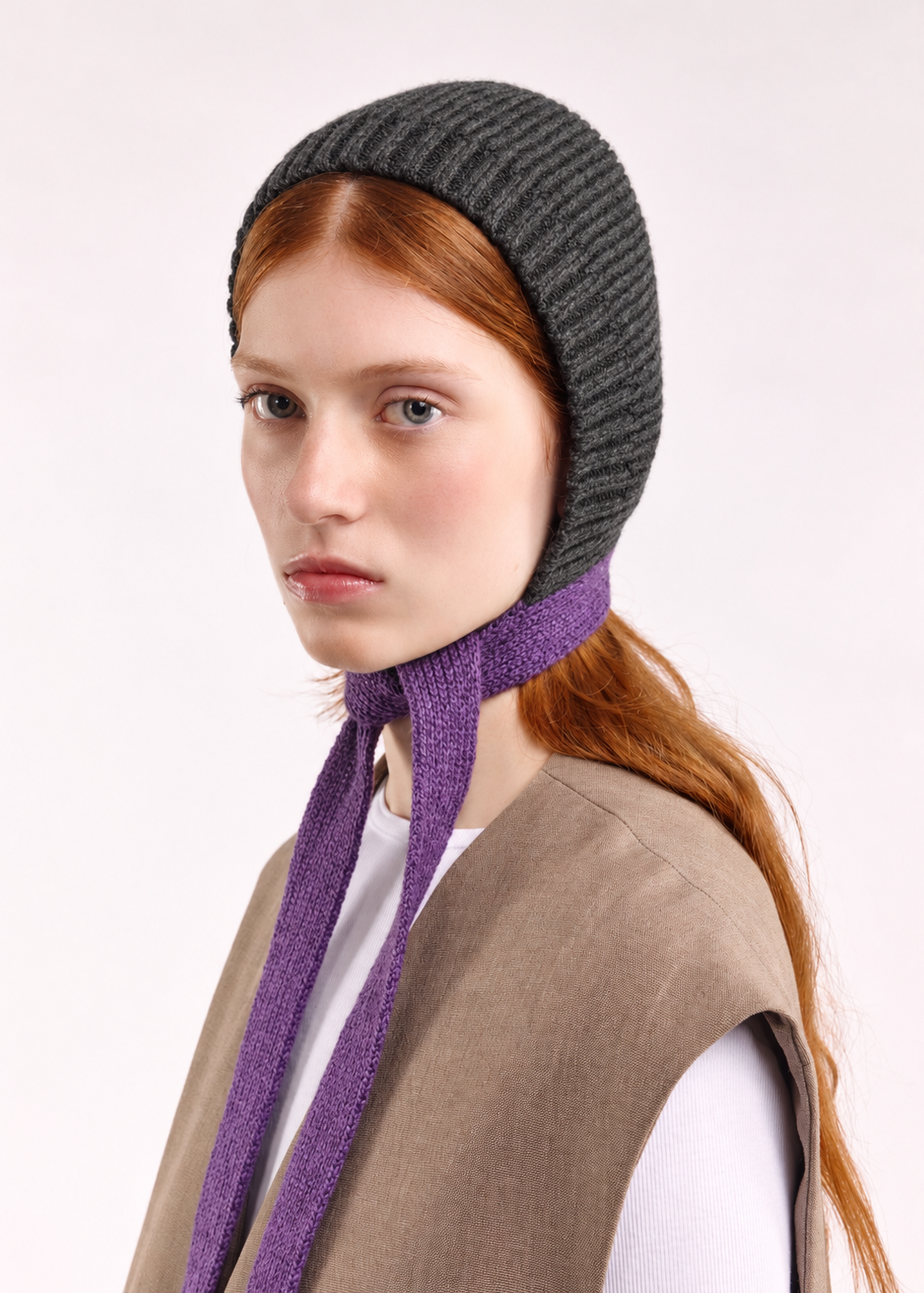 CLOIMH Tied Hood - Dark Grey/Purple
